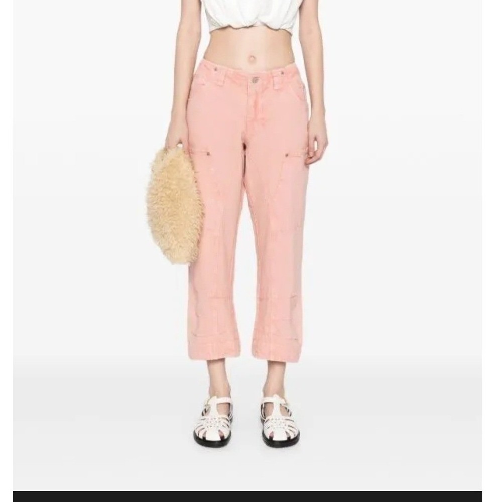Free People Supersonic Slim Trousers Pink Utility Pants Women SZ 10 Y2K Workwear